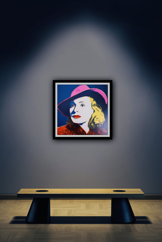 Image 1 of Andy Warhol: “Ingrid Bergman With Hat, 1983”.