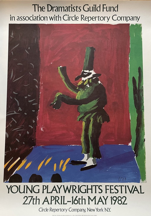 David Hockney, Young Playwrights Festival, Copyright David Hockney 1980 Petersburg Press, Gedrukt in Engeland