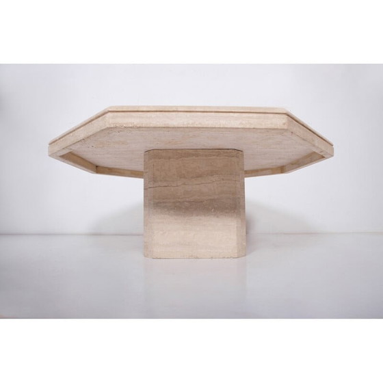 Image 1 of Vintage achthoekige travertijnen salontafel, 1970