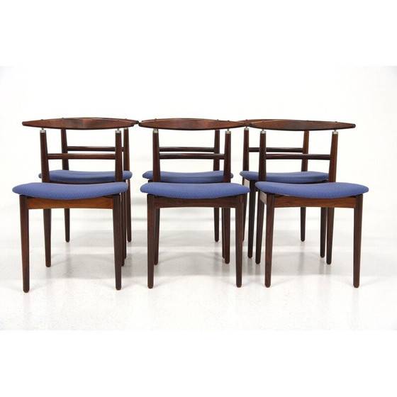 Image 1 of Set van 6 vintage stoelen in rozenhout van Helge Sibast en Børge Rammerskov, Denemarken 1960