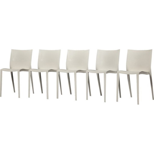 Set van 5 vintage Franse Slick Slick witte plastic stoelen van Philippe Starck voor Xo Design, 1999
