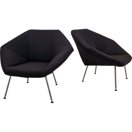 Paar vintage wollen fauteuils van Kaleidos, Nederland 1980