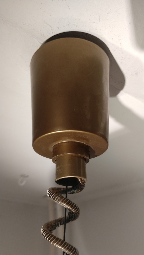 Image 1 of Vintage Hanglamp / scheepslamp Koper Glas Hout