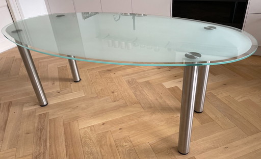 Moderne glazen eettafel