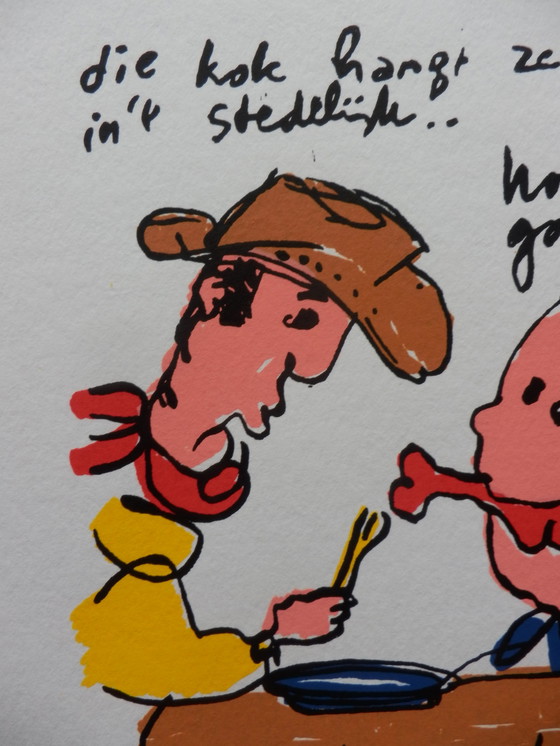 Image 1 of Herman Brood Kleurenzeefdruk Lucky Luke en Kuifje