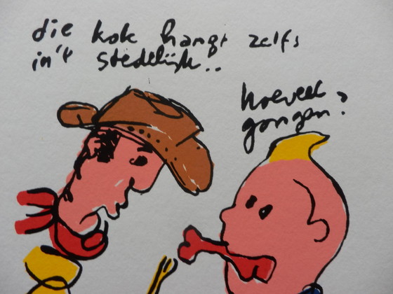 Image 1 of Herman Brood Kleurenzeefdruk Lucky Luke en Kuifje