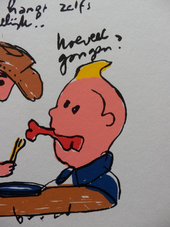 Image 1 of Herman Brood Kleurenzeefdruk Lucky Luke en Kuifje