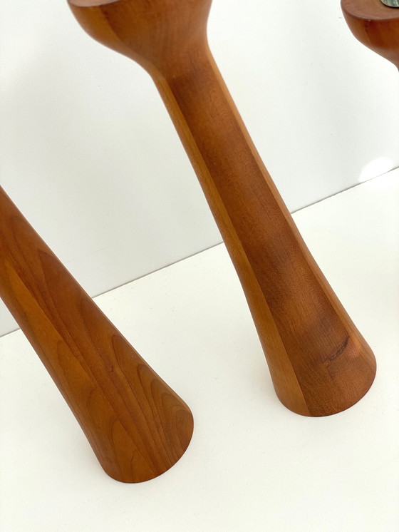 Image 1 of 3x vintage teak kandelaar