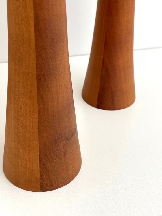 Image 1 of 3x vintage teak kandelaar