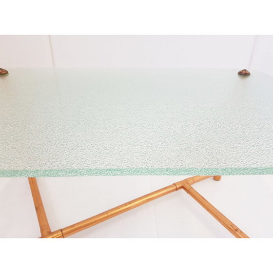 Image 1 of Vintage koperen en glazen salontafel, 1950
