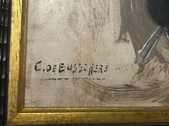 Image 1 of 2 Schilderijen Constant De Busschere (Pendant)  "Paardenportretten"