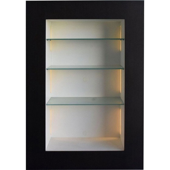 Image 1 of Vintage geëlektriseerde vitrinekast in zwart gelakt hout voor Acerbis