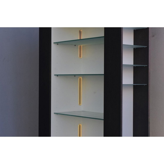 Image 1 of Vintage geëlektriseerde vitrinekast in zwart gelakt hout voor Acerbis