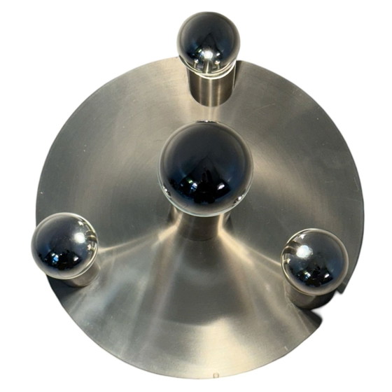 Image 1 of Hala - Plafond- of Wandlamp - Roestvrij Staal - Inclusief De Reflecterende Lampen - Ca. 1980'S - Gemaakt in Nederland
