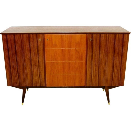Scandinavische vintage ladenkast van teak- en palissanderhout, Zweden 1950