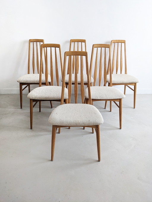 6x 'Eva' eetkamerstoelen door Niels Koefoed voor Hornslet 1960's