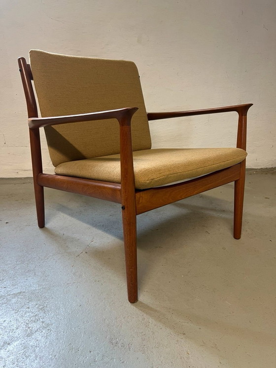 Image 1 of 1X Teakhouten fauteuil van Svend Aage Eriksen voor Glostrup, nieuw gestoffeerd, jaren 60-70