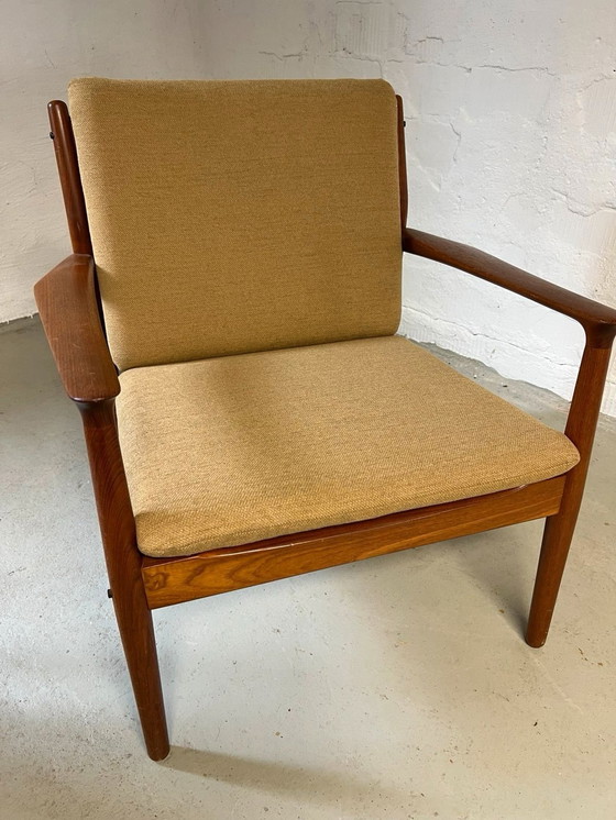 Image 1 of 1X Teakhouten fauteuil van Svend Aage Eriksen voor Glostrup, nieuw gestoffeerd, jaren 60-70