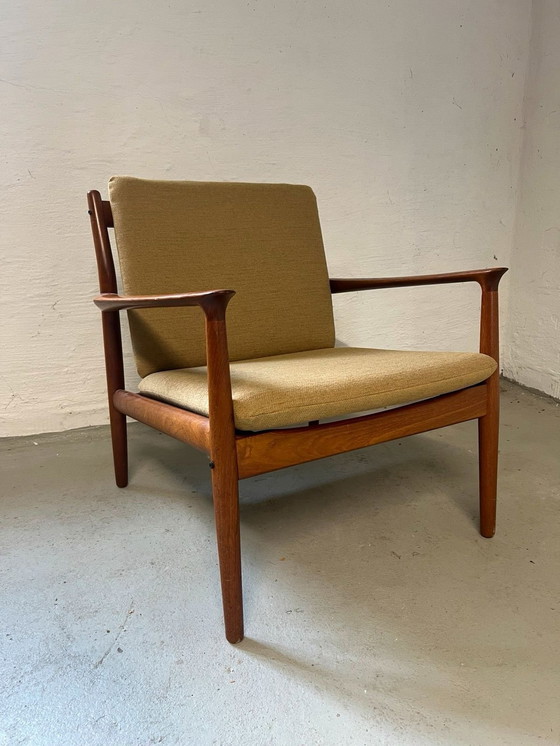 Image 1 of 1X Teakhouten fauteuil van Svend Aage Eriksen voor Glostrup, nieuw gestoffeerd, jaren 60-70