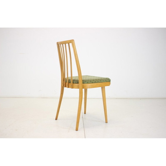 Image 1 of Set van vintage 4 eetkamerstoelen van hout en stof voor Ton, Tsjecho-Slowakije 1970