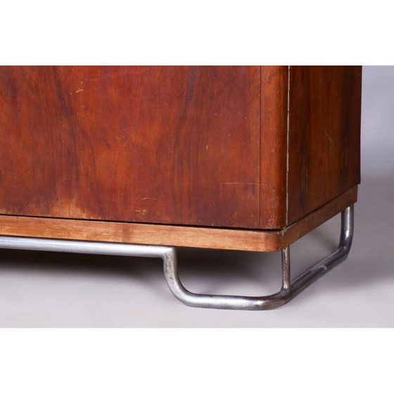 Image 1 of Vintage Bauhaus kast van walnoot en chroom door Hynek Gottwald, Tsjecho-Slowakije 1930