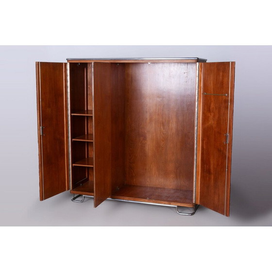Image 1 of Vintage Bauhaus kast van walnoot en chroom door Hynek Gottwald, Tsjecho-Slowakije 1930