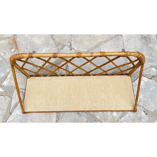 Vintage rotan wandplank, 1950