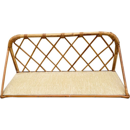 Vintage rotan wandplank, 1950