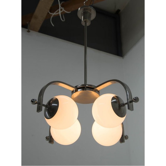 Image 1 of Vintage Bauhaus 4-vlammende kroonluchter, jaren 1930