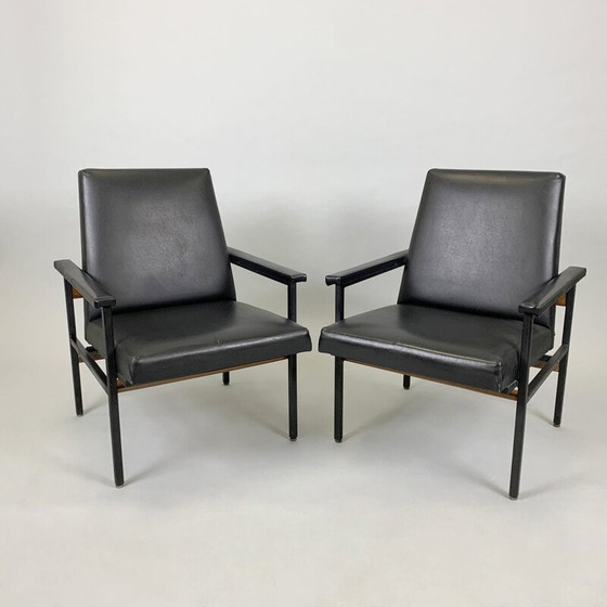 Image 1 of Paar vintage verstelbare metalen fauteuils, Tsjecho-Slowakije 1970