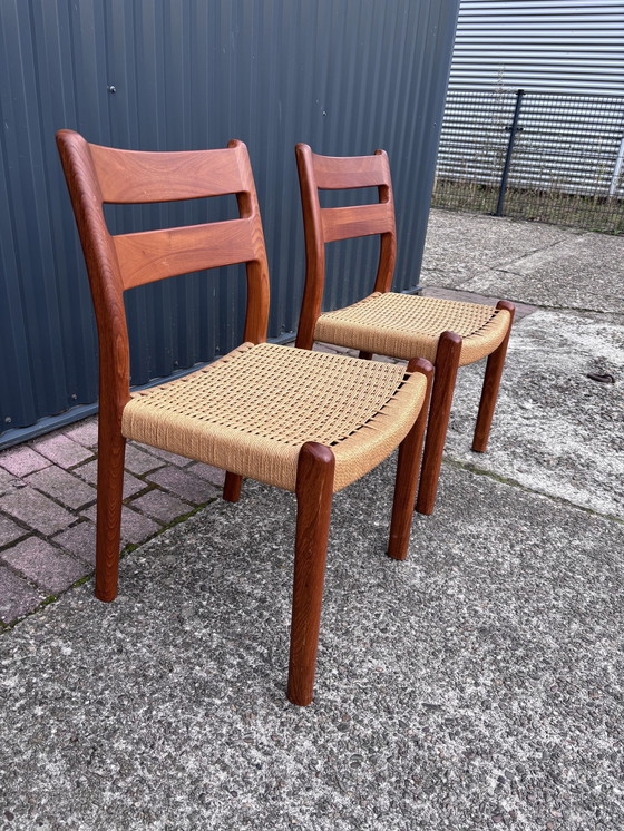 Image 1 of 4 X Stoelen Vintage Eetkamerstoelen Teak 