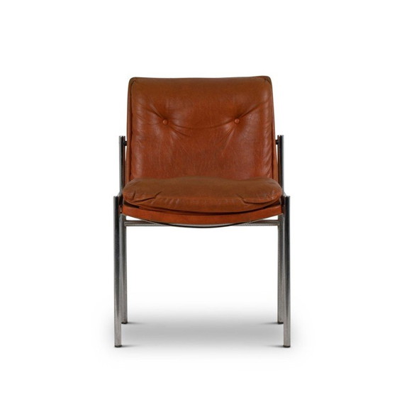 Image 1 of Set van 12 vintage stoelen in imitatieleer en verchroomd metaal, Italië 1970