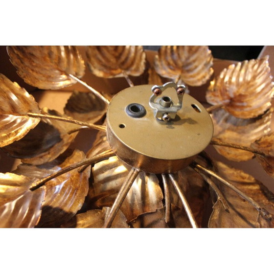 Image 1 of Vintage wandlamp met bloemen in verguld metaal van Masca, Italië jaren 1966