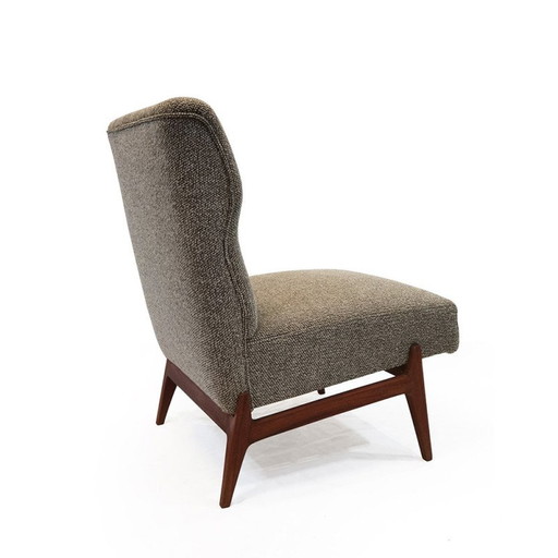 Paar vintage houten fauteuils met bekleding