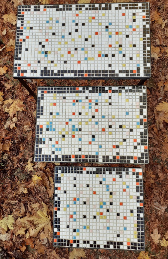 Image 1 of Vintage Set Jaren 1950 Mosaic Tafeltjes In Perfecte Staat