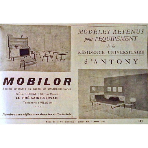 Vintage bureau van Robert Charroy voor Mobilor, 1955