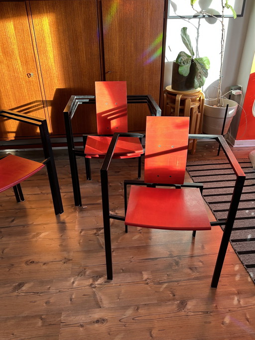 KFF Karl Friedrich Förster stoelen 6 stuks Memphis Postmodern jaren 80