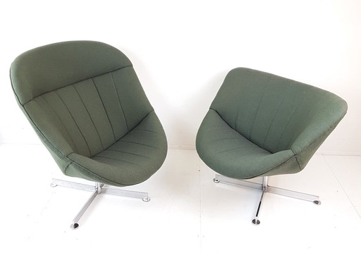 2 Rudolf Wolf Swivel Chair Modello Groen Ploegwool Fauteuils