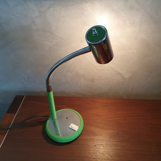 Bauhaus Groen Met Chromen Bureaulamp Jaren 50