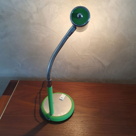 Image 1 of Bauhaus Groen Met Chromen Bureaulamp Jaren 50