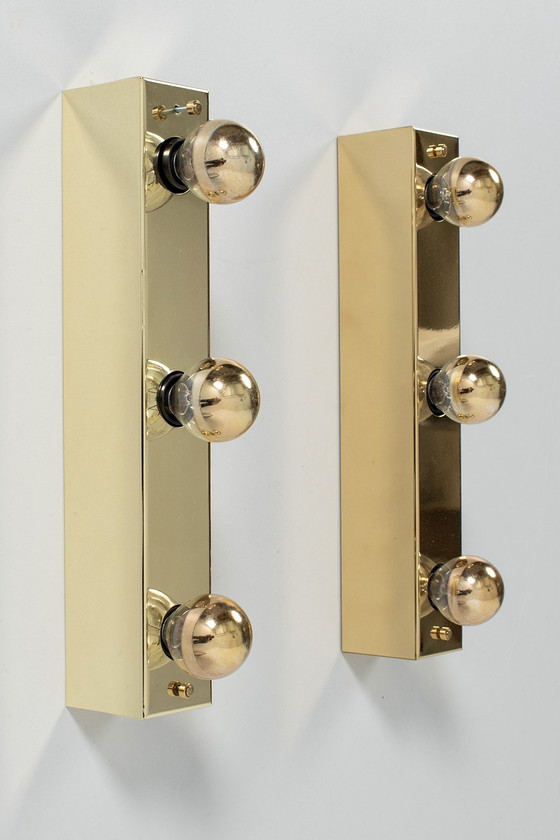 Image 1 of Set van 2 messing spiegellampen