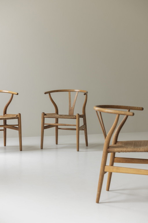 Vroege Editie Model Ch24 Eetkamerstoelen Ontworpen door Hans Wegner voor Carl Hansen, Denemarken 1950S.