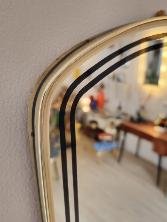 Image 1 of Vintage Organichse Spiegel Wandspiegel Mirror Goud Zwart 