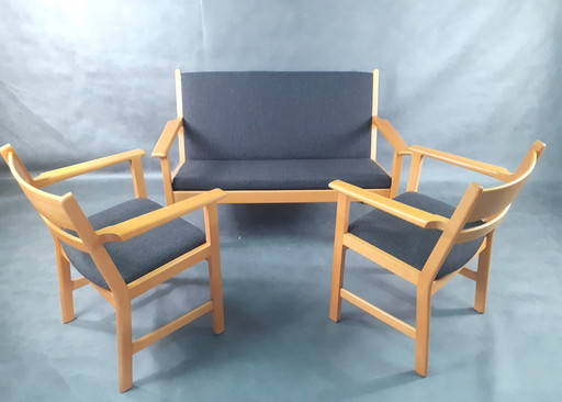 Hans Wegner 3-delige woonkamer set, Vintage Scandinavisch 1960S