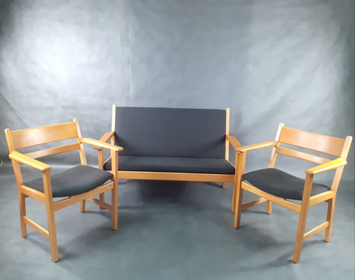 Hans Wegner 3-delige woonkamer set, Vintage Scandinavisch 1960S