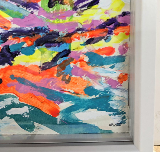 Image 1 of Sidmouth Abstract Zeegezicht Zonsondergang Nigel Waters Origineel schilderij Gesigneerd Ingelijst