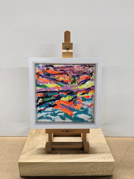 Image 1 of Sidmouth Abstract Zeegezicht Zonsondergang Nigel Waters Origineel schilderij Gesigneerd Ingelijst