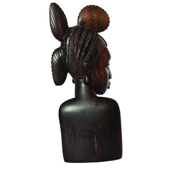Image 1 of Exquisite Fulani Jonge Vrouwen Ebbenhout Gesneden Sculptuur, Guinee, 1960S