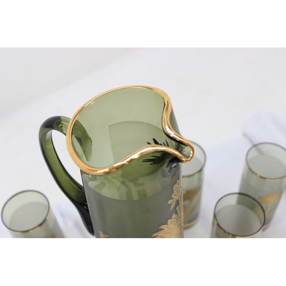 Image 1 of Set van 7 vintage glazen en kan van Bohemia Glass, Tsjechoslowakije 1970