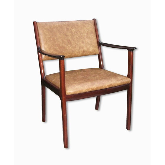 Image 1 of "PJ412" fauteuil in mahonie en leer, Ole WANSCHER - 1960